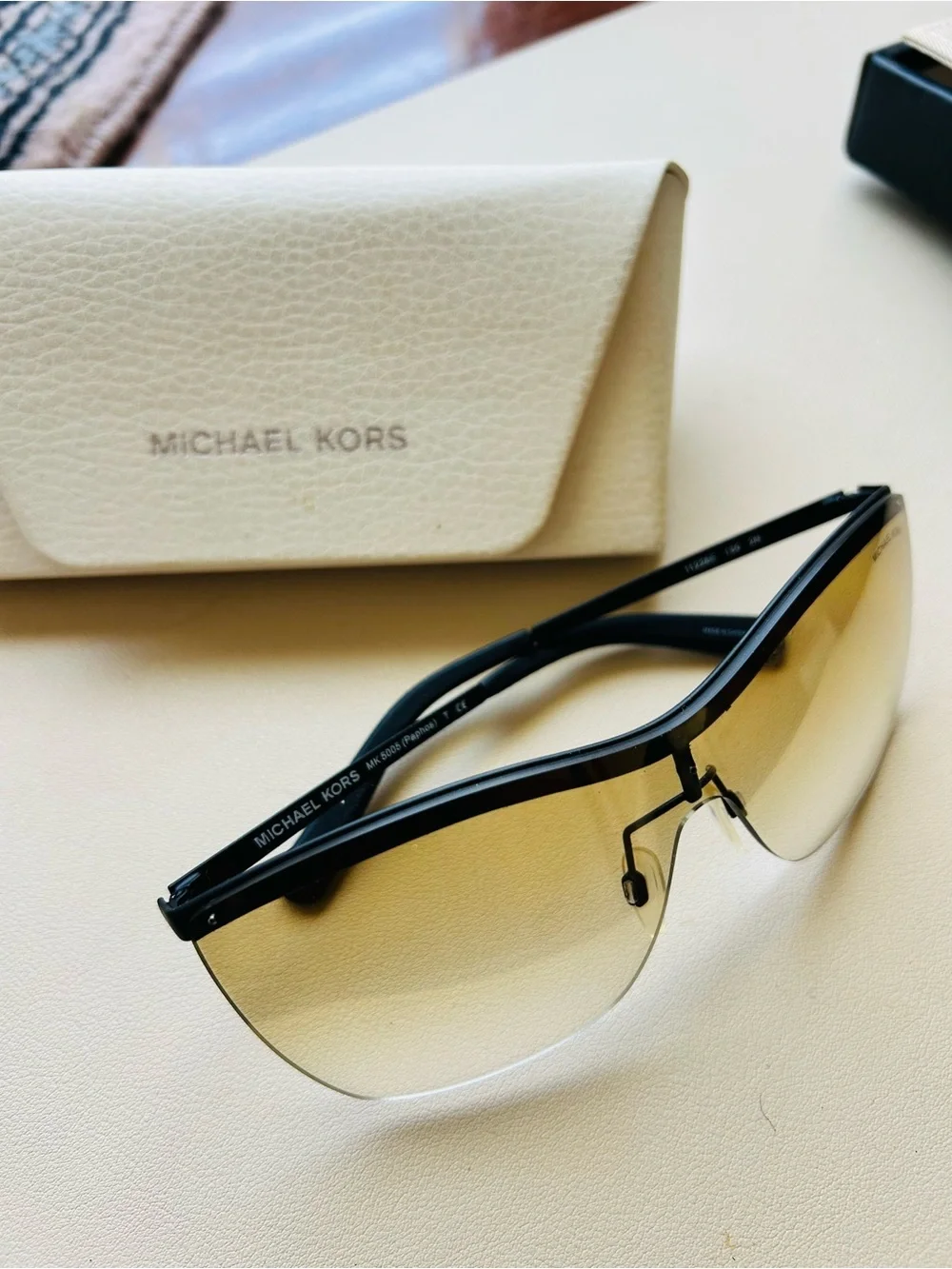 Michael Kors Women's Black Frame with Brown Gradient Shield Sunglasses
